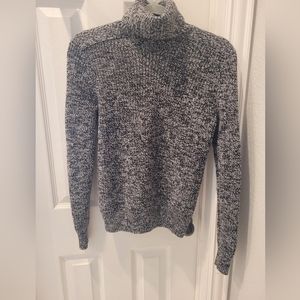 Theory Marbled Black and White Turtleneck Wool Sweater XS